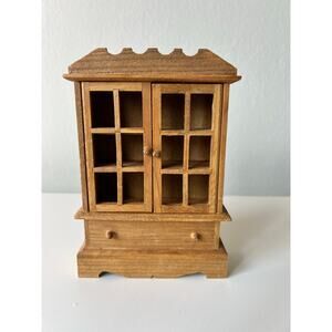 Vintage Dollhouse Miniature 5.5"x 4" Wood Hutch Cabinet 1:12 Hinge Doors